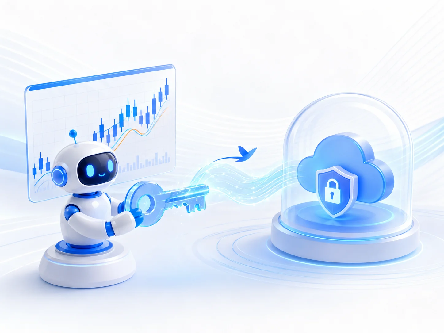 A robot using a glass key to connect stock data to a secure cloud